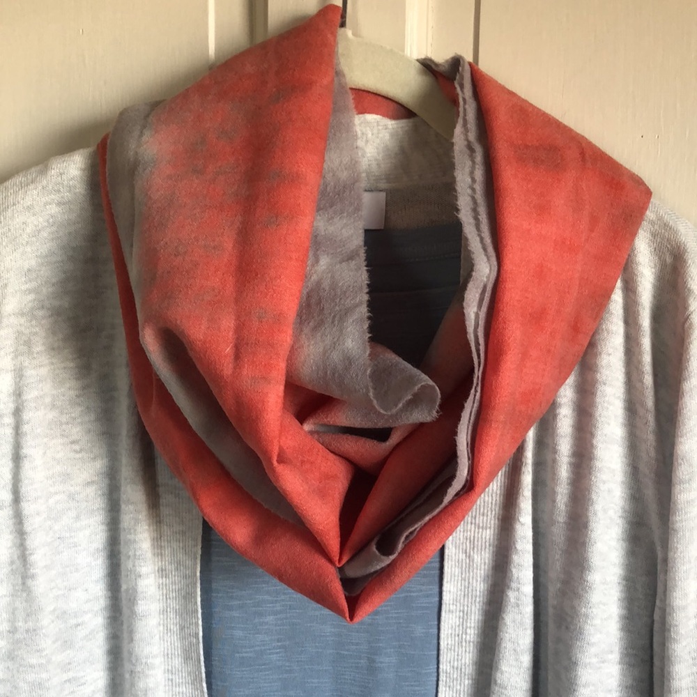 Dip-dyed wool scarf, handmade